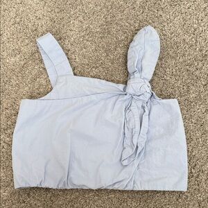Zara Pale Blue Asymmetric Knot Tank Top